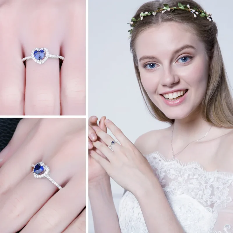 Bague cœur bleu ANASTASIA - argent 925