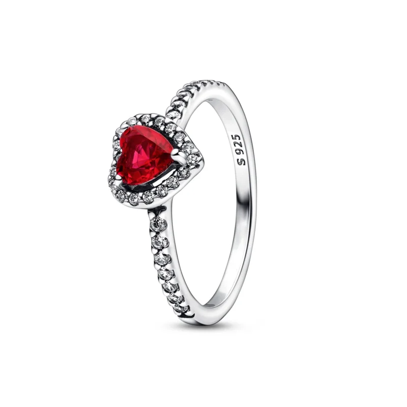 Bague cœur rouge KAMEA - argent 925